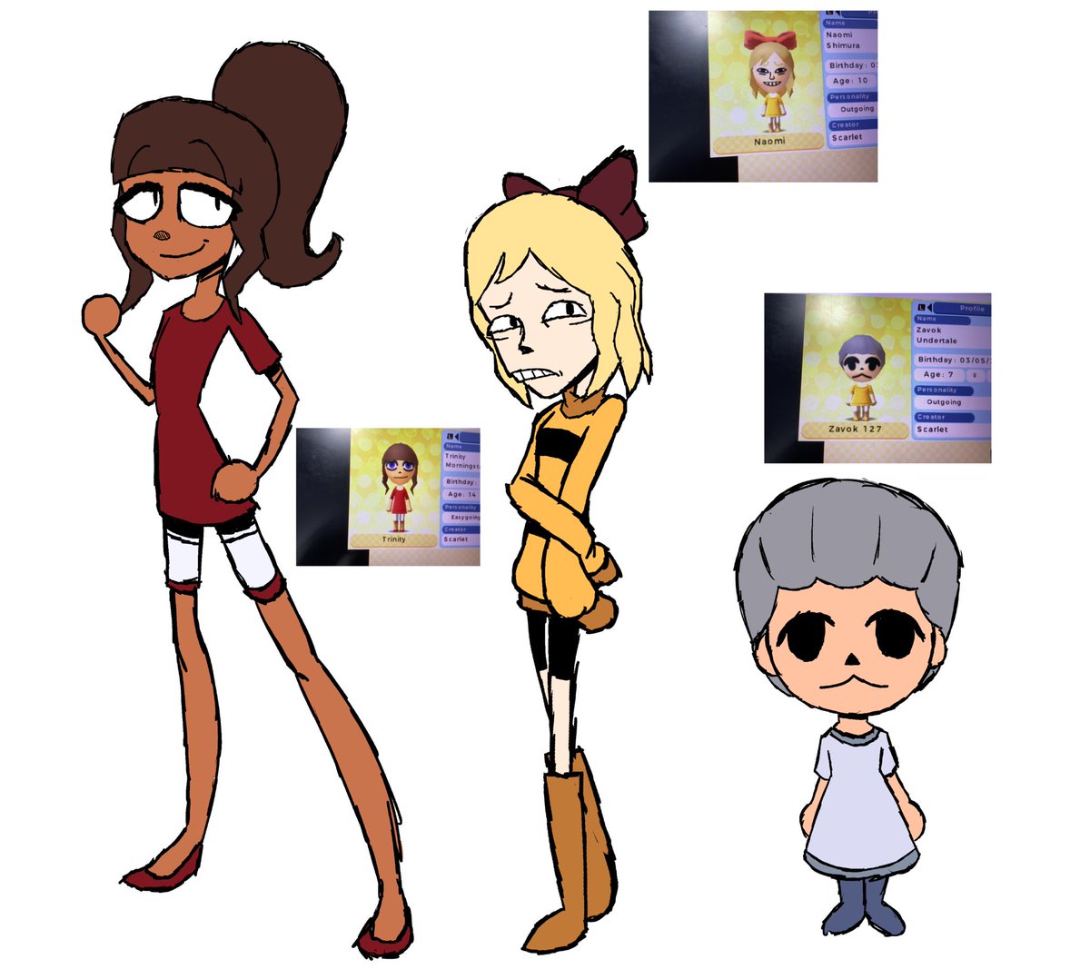 Neverhumanman's tweet photo. Not a Loud House post, but I doodled three of the baby Miis from my tomodachi life island. https://t.co/yunatZSkA2