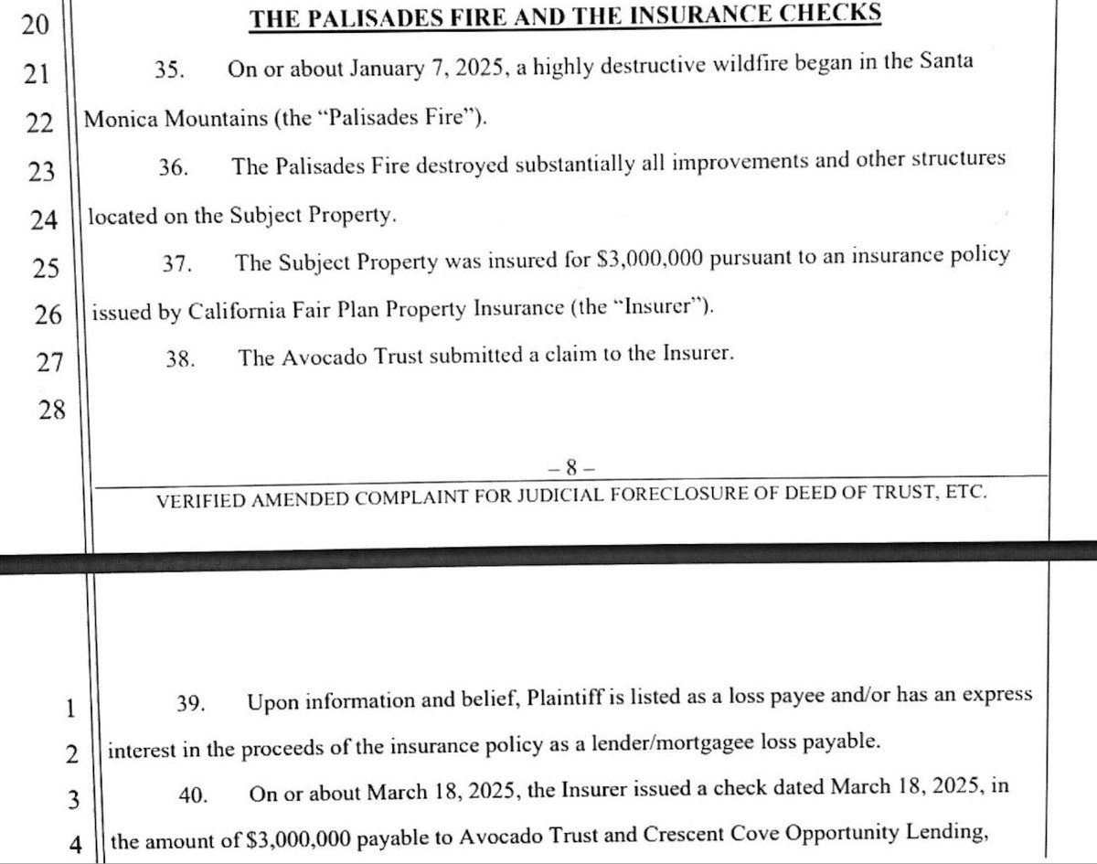 spearheader11's tweet photo. @luminartech #AustinRussell's $83M Pacific Palisades home had only $3M of insurance coverage. His lender, Crescent Cove Opportunity Lending LLC (Jun Hong Heng @luminartech board member who resigned same day as Russell), is demanding the insurance payout &amp; the $59.2M still owed. $lazr $lazrq https://t.co/cx0lFMEr4F