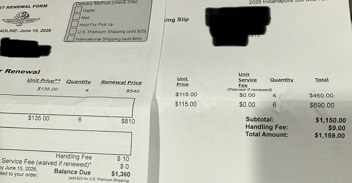 DustinRThompson's tweet photo. And there it is. The ticket increase. 😔 https://t.co/nuFMITWhrt