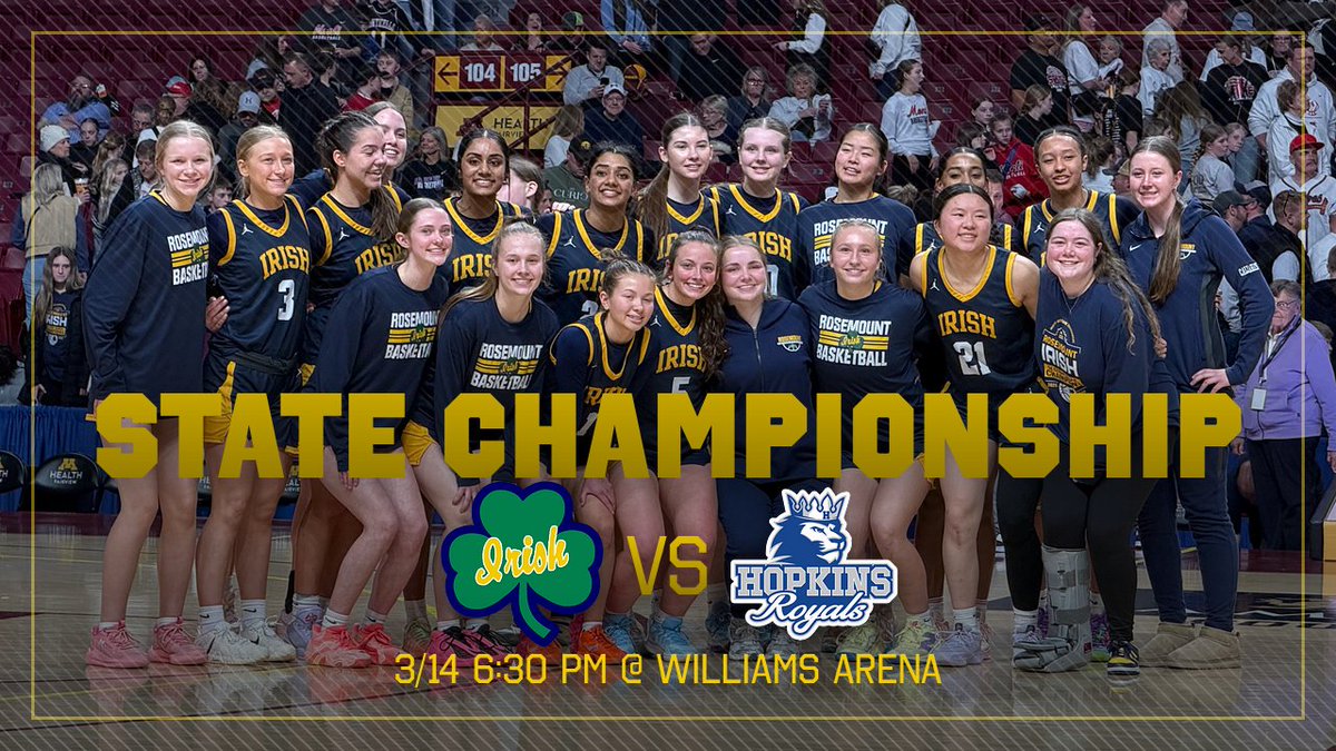 LadyIrishHoops's tweet image. STATE CHAMPIONSHIP GAME UPDATE  - #EarnedNotGiven  #1-0 #OurOneShiningMoment #TODAY
THEME: GREEN OUT
COMMUNITY SEND OFF AT RHS BUS LEAVES 3:30 (THERE WILL BE A BUS :))
Vs Hopkins
⏱️ 6:30pm  (NEW TIME) 
📍  THE BARN
📺 kstp.com/45tv/prep45/
🎟️ mshsl.org/tickets