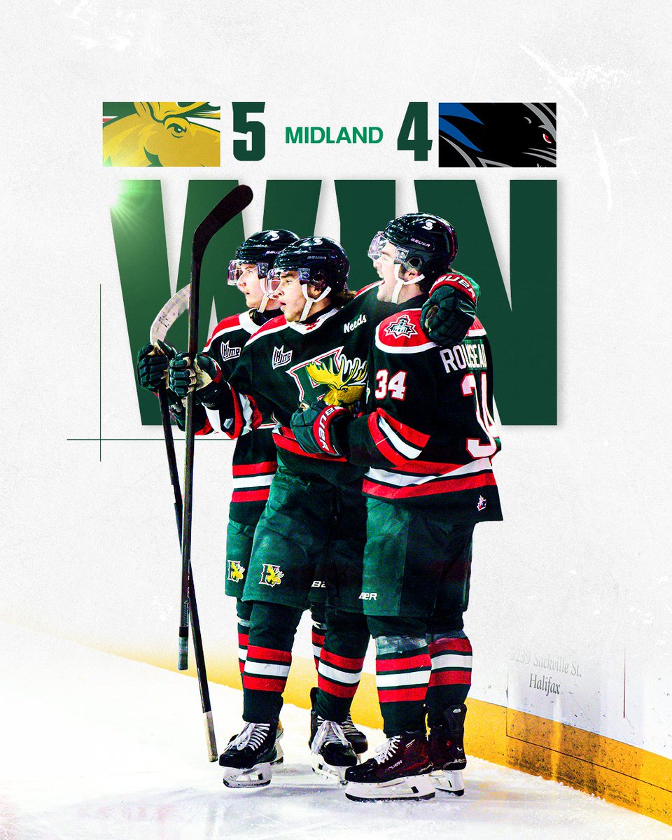 🚨 Hung on for the W in Saint John 🚨

Massive 5-on-3 penalty kill in the final 1:25 of regulation as Nick Cirka held the fort.

Let's have a rematch tomorrow afternoon at TD Station. #GoMooseGo