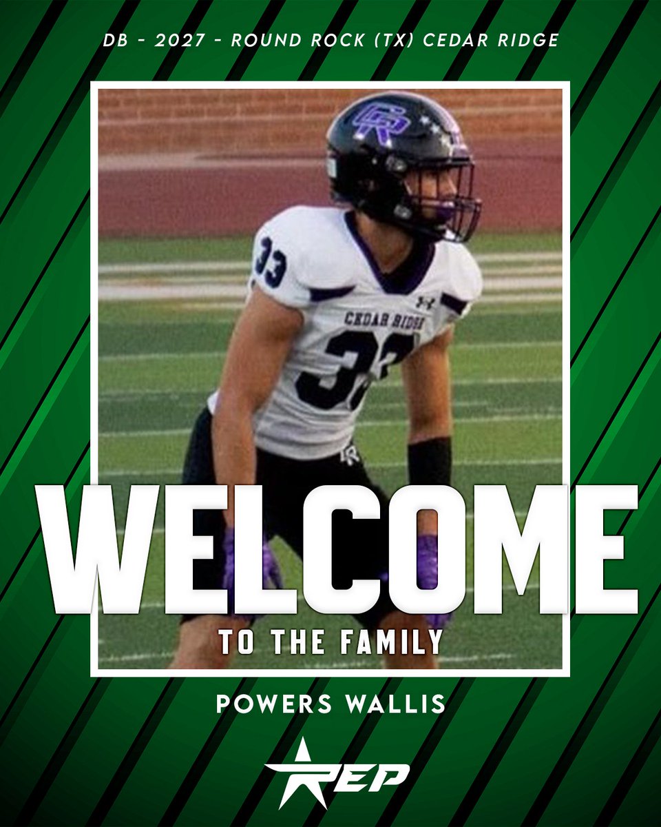 Locked In and Ready To Go🔒

Welcome to the REP Football Family, <a href="/powers_wallis/">Powers Wallis</a>!

Excited to have the 2027 DB from Round Rock (TX) Cedar Ridge on board and ready to get to work.    

#REPFootball #FootballRecruiting