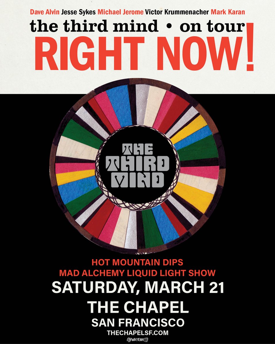 TheChapelSF's tweet photo. Today, psych-rock collective The Third Mind released Spellbinder!, the companion album to last year’s critically praised Right Now! ✨ Catch them in action on Sat. 3/21 with Hot Mountain Dips + Mad Alchemy. ✨ Tix: https://t.co/nqLcyVye9h https://t.co/NbAXUzcyW4