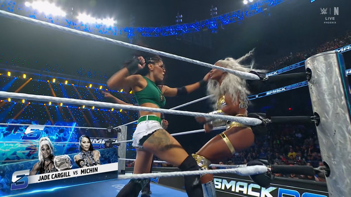fabien_fichaux's tweet image. Le match entre Michin et Jade Cargill vient de commencer #SmackDown