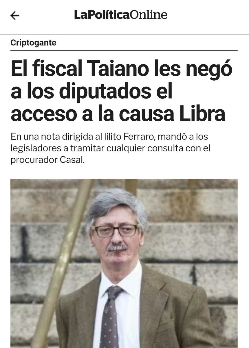 grcarmonac's tweet photo. La "justicia" que debería haber indagado, procesado y solicitado la destitución mediante juicio político de Milei y su hermana para ponerlos presos se dedicó a encubrirlos y protegerlos. 
Ahora queda claro por qué Taiano impidió el acceso a la causa a la Comisión Investigadora #Libra
Esa "justicia" es el verdadero cáncer de la Argentina.