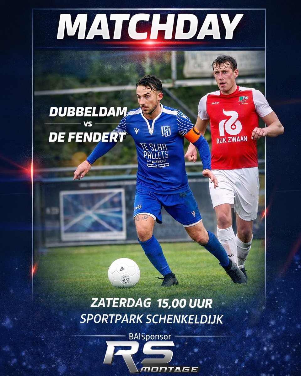 MATCHDAY
Dubbeldam - De Fendert
15.00 uur
Sportpark Schenkeldijk
liveblog 👉 vvdubbeldam.nl/live-dubbeldam…