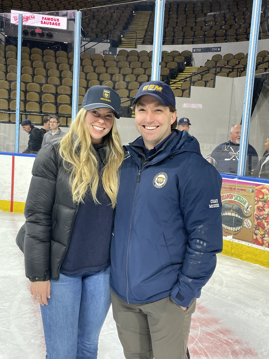 USM_Hockey's tweet photo. After 8 incredible years within the program, Coach Corbin McGuire is stepping down as USM Boys' Hockey head coach as he and his wife Lauren move to Madison. Thank you, Corbin, for everything you built — on the ice and off it. Wishing you both the very best in this next chapter! https://t.co/ej48u3f0oj