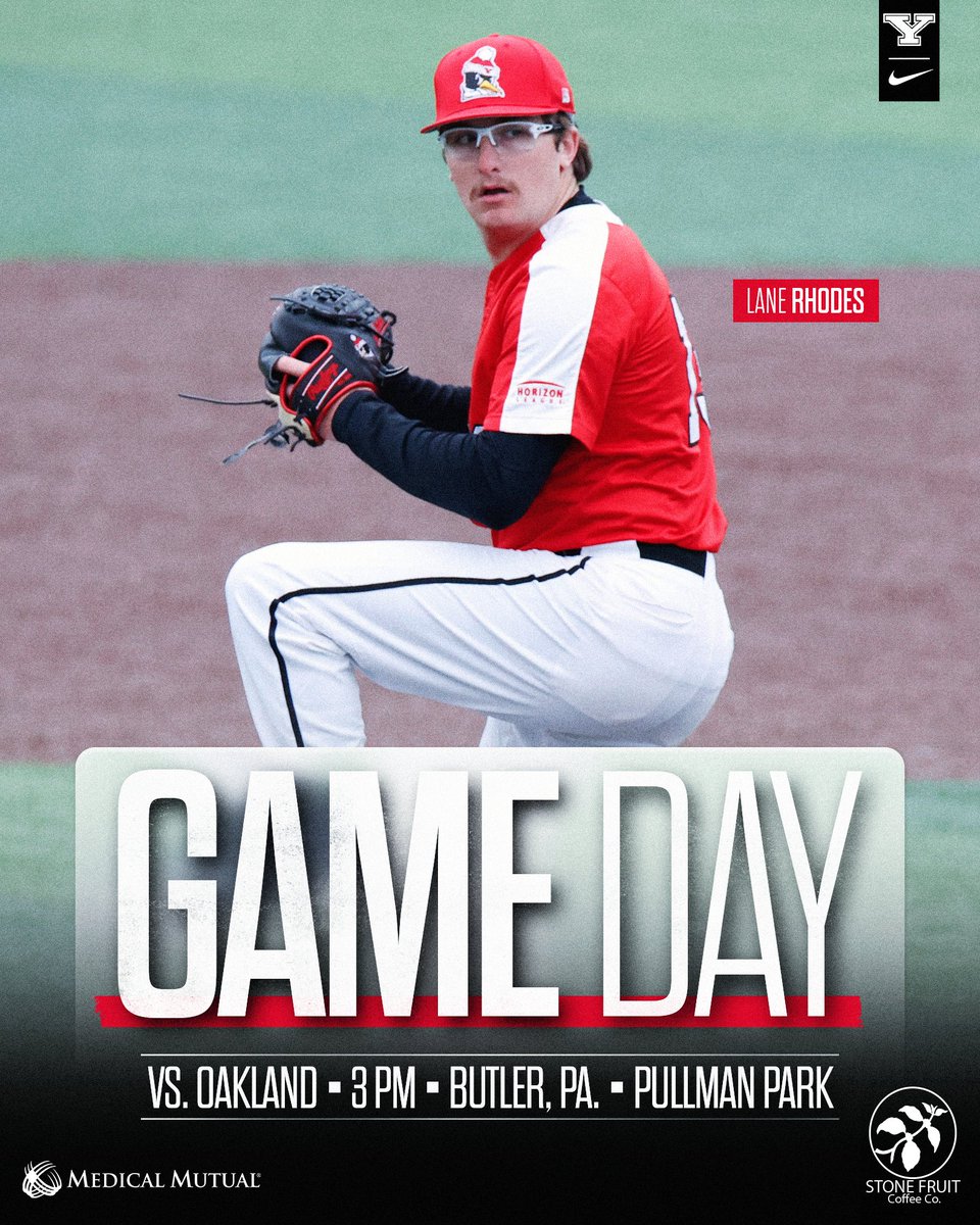 YSUBaseball's tweet photo. 𝙀𝙮𝙚𝙞𝙣𝙜 𝙩𝙝𝙚 𝙎𝙚𝙧𝙞𝙚𝙨 𝙒𝙞𝙣 🐧⚾️

Going for the #HLBASE series victory today in game two of our-three game set with the Golden Grizzlies at Pullman Park!

⚾️ vs. Oakland
🏟️ Pullman Park
📍 Butler, Pa.
🕒 3 p.m.
📊 Live Stats » https://t.co/JPVcF8qhDl

#GoGuins https://t.co/TseXDH3Vu5