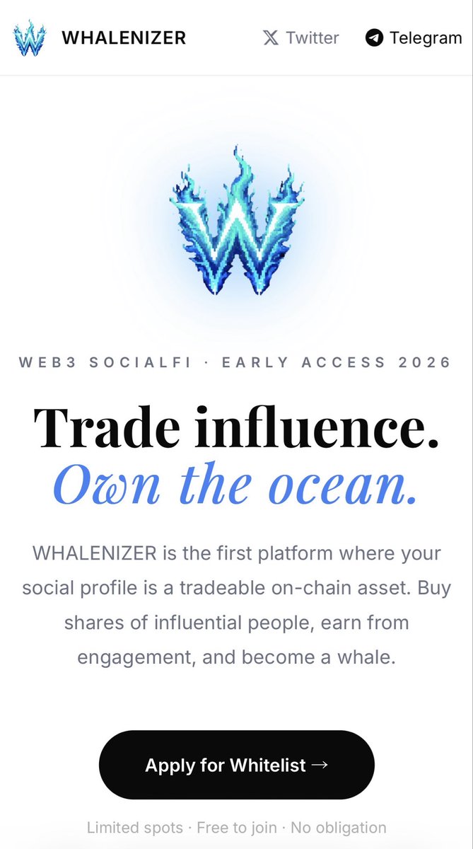 WHALENIZER's tweet photo. Closed Beta Whitelist is now LIVE

Visit our website (link in bio) and submit your details to join the whitelist

Invite others to apply and rank up the leaderboard for better chances of getting in.

Early whales move first.

#ETH #Web3 #CryptoTwitter #SocialFi #DeFi #NFT #Base https://t.co/Ds1L9Nck6s