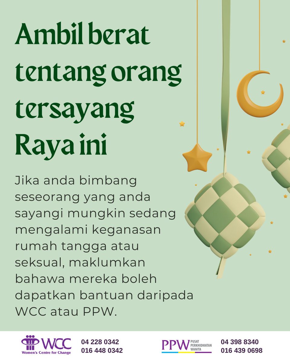 WCCPenang's tweet image. Di sebalik pintu, bukan semua orang sedang bergembira. Keprihatinan anda mampu menyelamatkan mereka.

#KeganasanRumahTangga #KeganasanSeksual #CSA #Raya #HariRaya
