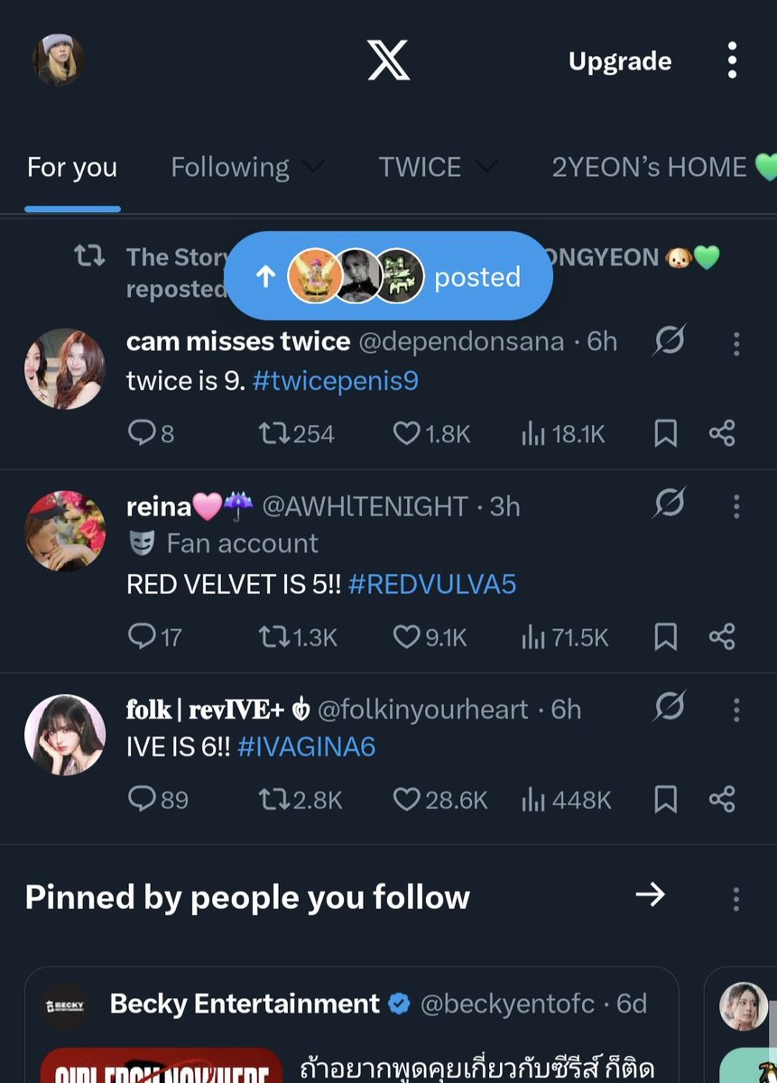 my timeline?????

#twicepenis9 
#REDVULVA5
#IVAGINA6