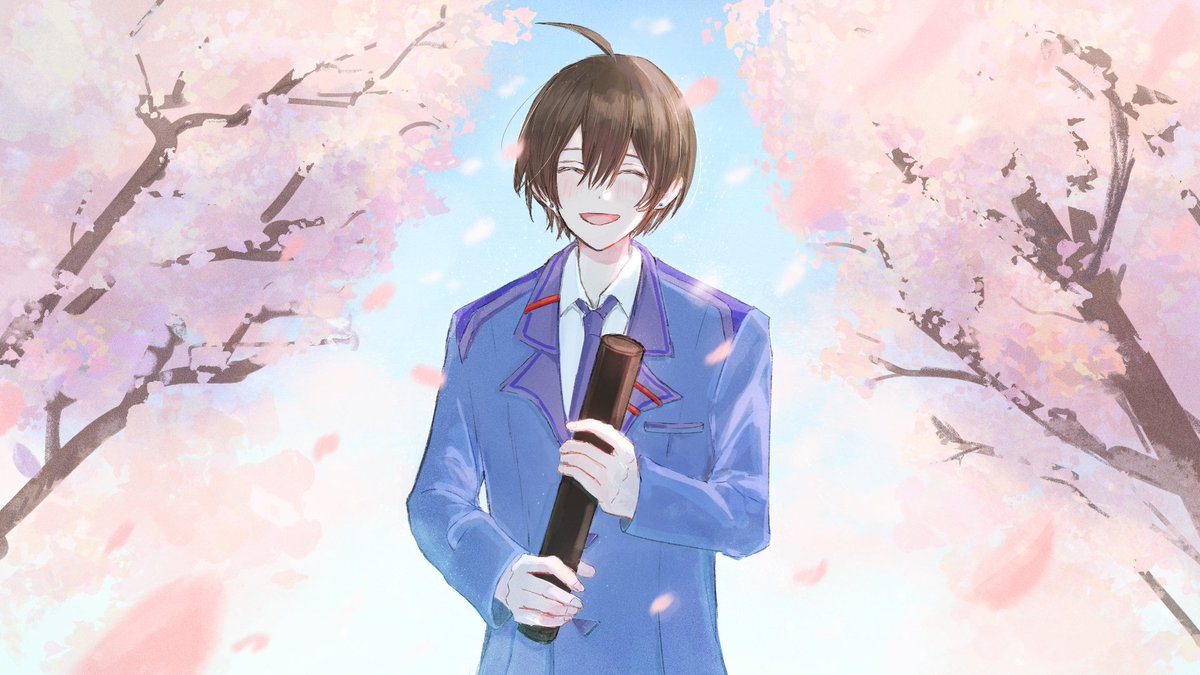 botchi108's tweet photo. 3月のイラスト公開！
今回は卒業式っぽく描いて頂きました～
素敵なイラストありがとうございます。

イラスト：炭酸水様（@tansansui7e） https://t.co/x4hicxZhqR