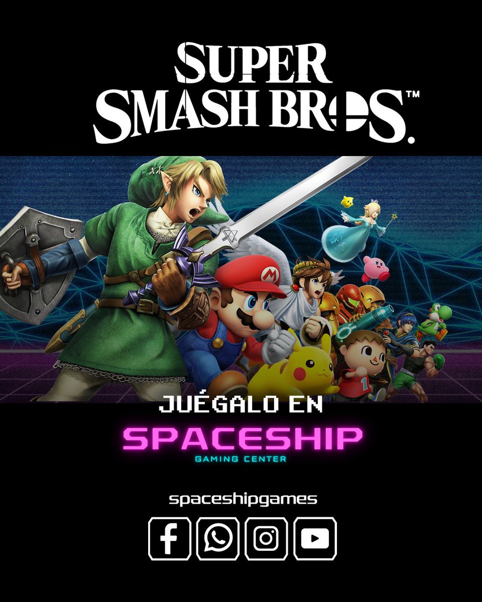 CenterSpaceship's tweet photo. 🎮🔥 ¡La pelea empieza ahora!

Ven a jugar Super Smash Bros. en Spaceship Gaming Center 🚀
Elige tu personaje, reta a tus amigos y demuestra quién manda en la arena.

👊 ¿Listo para el combate?

#supersmashbros #spaceship #gaminglife https://t.co/FZHBhLPpSS
