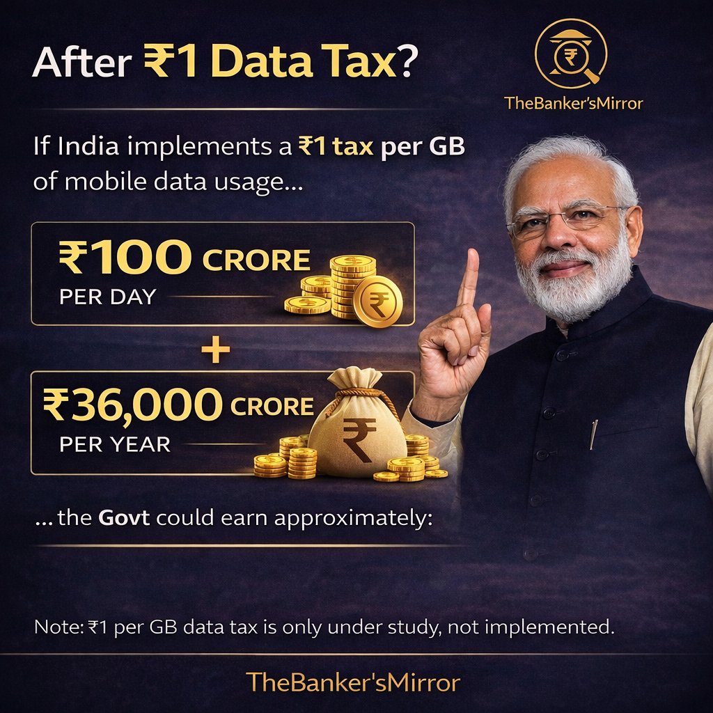 bankaffairs's tweet photo. India used 229 billion GB of data in 2025.
At ₹1 per GB, that’s ₹23,000 crore revenue.
For now it’s only being “studied.”
Policies usually start that way.
But remember, we already pay 18% GST on every recharge.
#DataTax https://t.co/xplig715Ur