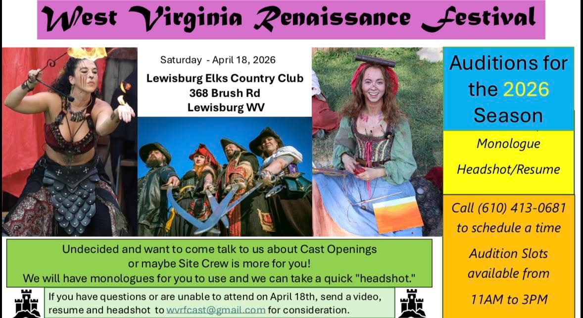 AlisonDancin's tweet photo. Casting call for the West Virginia Renaissance Festival. https://t.co/Wd4veeYgOq