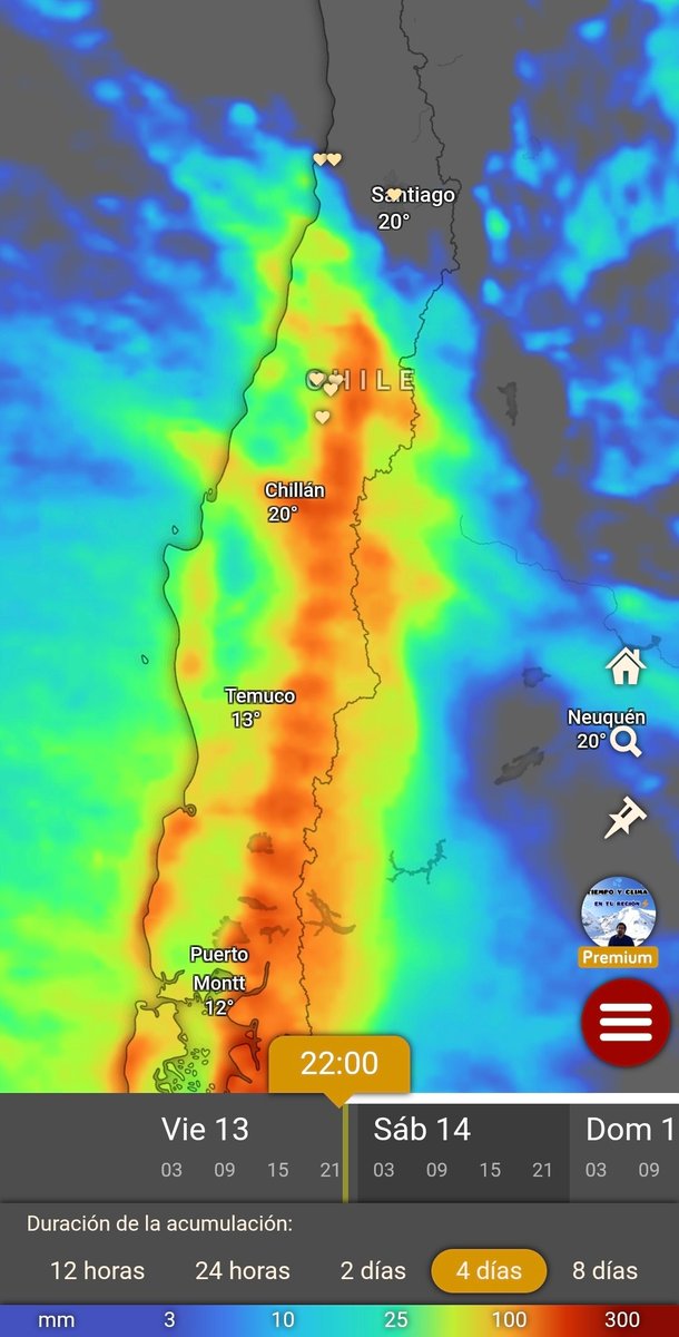 EdoWeatherman's tweet photo. ACTUALIZACIÓN ALERTA POR LLUVIAS ABUNDANTES QUE PUEDEN SER EXTREMAS DESDE MAULE AL SUR.

Este sábado comienza la fuerte lluvia del sistema frontal que se potenciará gracias a un río atmosférico categoría 3-4 que le dará humedad y con ello se generarán lluvias intensas concentradas en breves periodos, además este evento trae viento moderado-fuerte, probables tormentas eléctricas y una isoterma elevada sobre 3000 msnm en la zona centro-sur.

Detalles.
1. Lo más intenso en el sur será este sábado y hasta el domingo, luego el evento se concentrará en Biobío, para llegar con fuerza a Ñuble y parte de Maule la tarde-noche del domingo. Es importante mencionar que la lluvia se concentrará en sectores interiores y precordilleranos de estas regiones.
El lunes lloverá con fuerza en Maule, alcanzando la costa de O'Higgins y la parte sur de Valparaíso por la tarde-noche, con precipitaciones y posibles tormentas eléctricas. Los sectores interiores de estas regiones y gran parte de la región Metropolitana, esperan solo algunos chubascos.

2. Los montos más altos se darán en la parte sur de Maule y en interior de Ñuble, con sectores que pueden superar los 150-200 mm en 24 horas. Cabe señalar que gran parte de esta lluvia caerá en periodos breves, por lo que son probables flash flood o inundaciones repentinas, además de aluviones por la isoterma elevada.

3. Desde Biobío al sur la cantidad de agua se moverá entre 50-80 mm, pudiendo ser mayor a 100 mm en interior. También caerá mucha agua en breves periodos. 

4. El tramo norte de Maule espera 30-60 mm, mientras la costa de O'Higgins 15-35 mm y la provincia de San Antonio 5-20 mm, pero esto puede variar ya que pueden registrarse tormentas eléctricas en estos sectores y aumentar cantidad de agua caída.

5. Factor piscina cálida. El sistema frontal se moverá sobre aguas anormalmente cálidas, esto podría entregar más humedad y potenciar el evento, por lo tanto hay que tener presente este aspecto por si cae más agua de lo proyectado o el evento alcanza sectores donde se ven solo chubascos. 

Seguiré actualizando la información ya que es un evento que puede seguir variando.
Recuerde, aquí no se alarma, aquí se informa y PREVIENE.