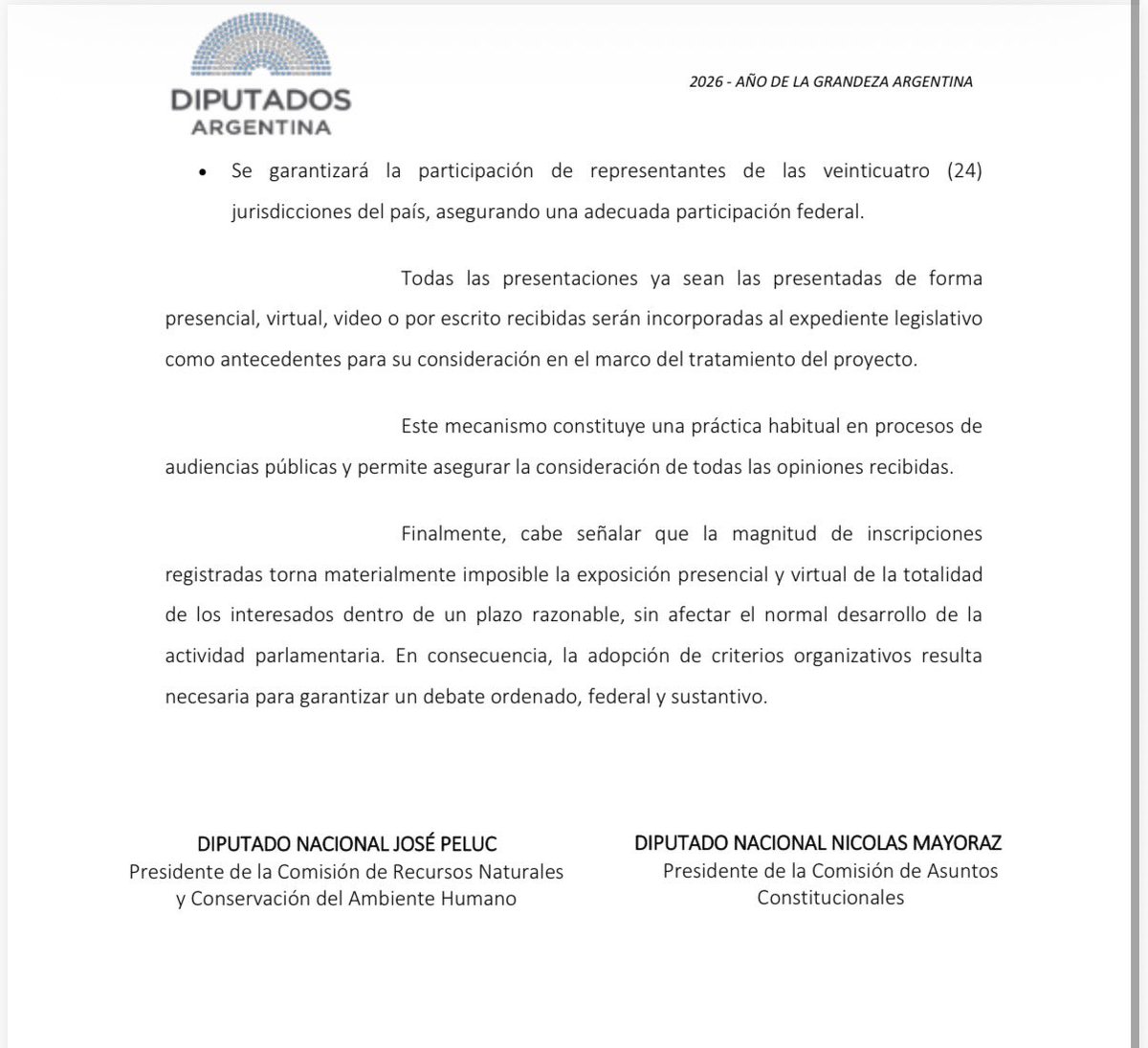 La Libertad Avanza da un golpe en las comisiones y quiere eliminar de un plumazo las audiencias públicas. 
No quieren que se expresen las decenas de miles de personas que se inscribieron. Incumplen toda la legislación vigente y el Acuerdo de Escazú.

Los presidentes de las