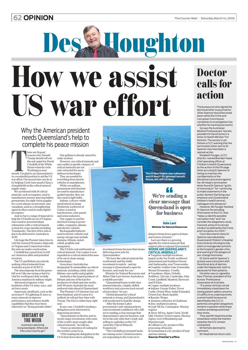 As colleagues run for cover and public institutions persecute Dr Andrew Amos and I, thank goodness for Des Houghton’s courage. He resists strong pressures to drop this story. Article below calls for the QLD Children’s Hospital termination-notice-sender, Mr Brendan Hoad, to be