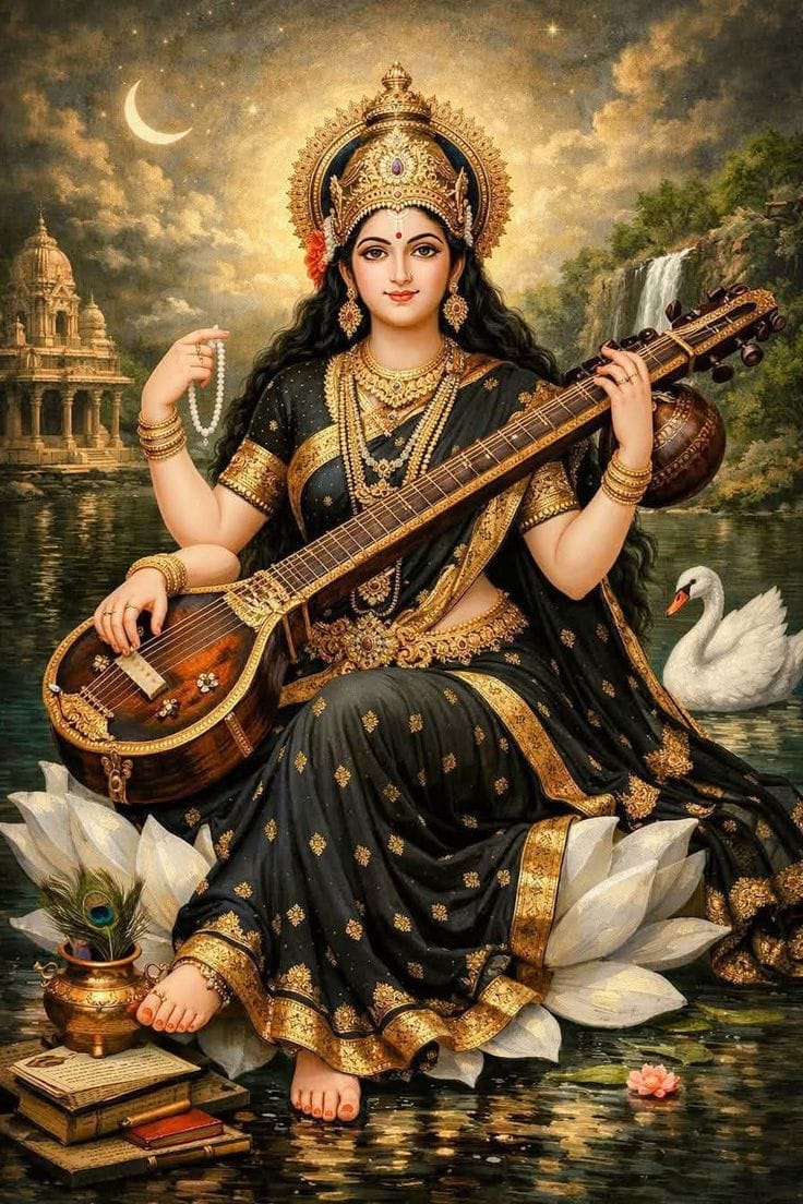 ShriAyodhya_'s tweet photo. Knowledge is the purest wealth a blessing of "Maa Saraswati". 🪷 https://t.co/M9Lod3BKUf
