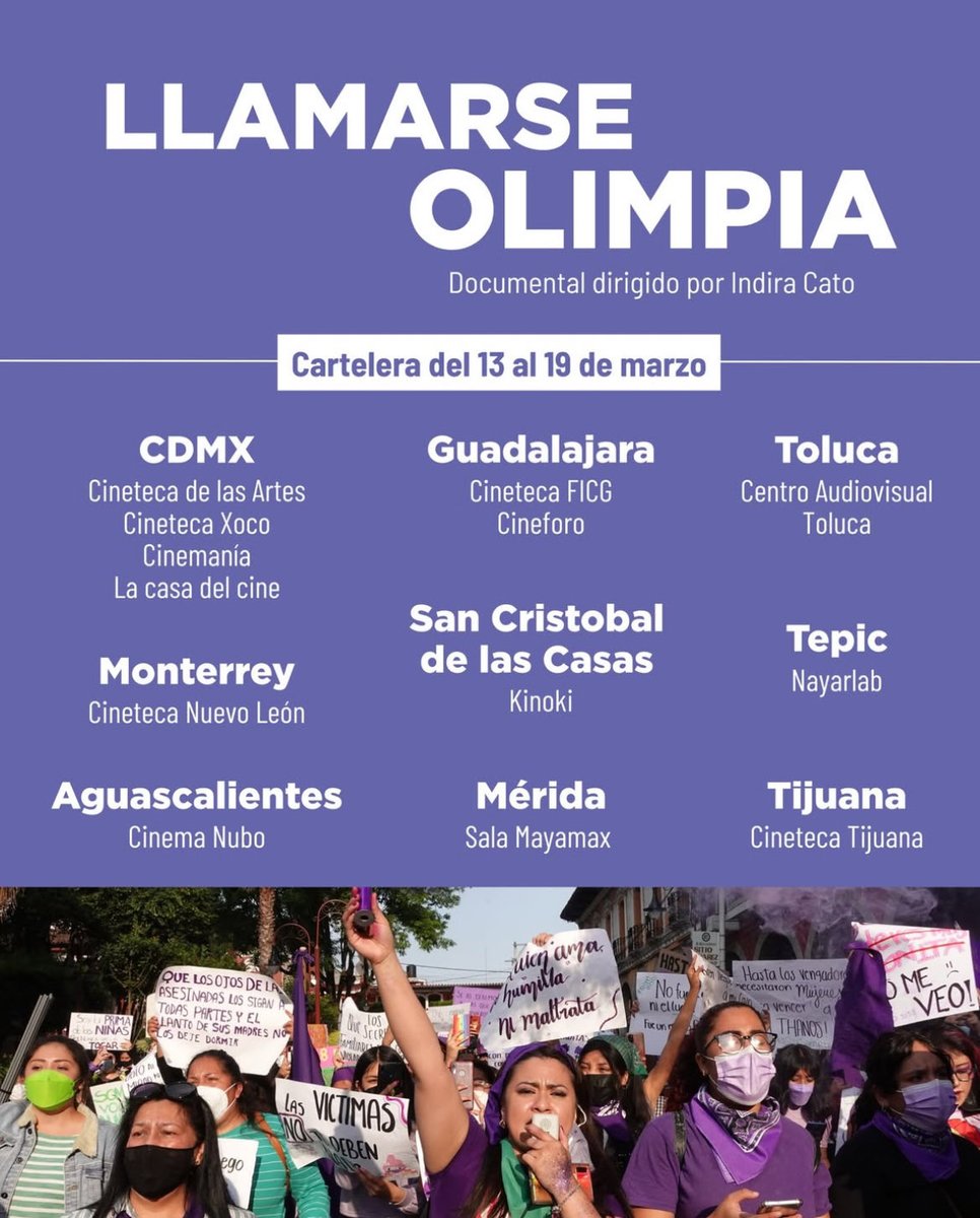 chumberaprod's tweet photo. ¡Continuamos en salas! 📽️Les compartimos por aquí la lista actualizada de cines. 💜

#LeyOlimpia https://t.co/ZBEEp4Mmer