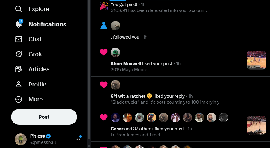 pitlessball's tweet photo. I kind of forgot that twitter does not track the indiviudal earnings of videos. donated my last 2 weeks to PCRF to compensate and when I post my tiktok video I will check back in. Free Palestine❤️ https://t.co/XaEOd8wYhH