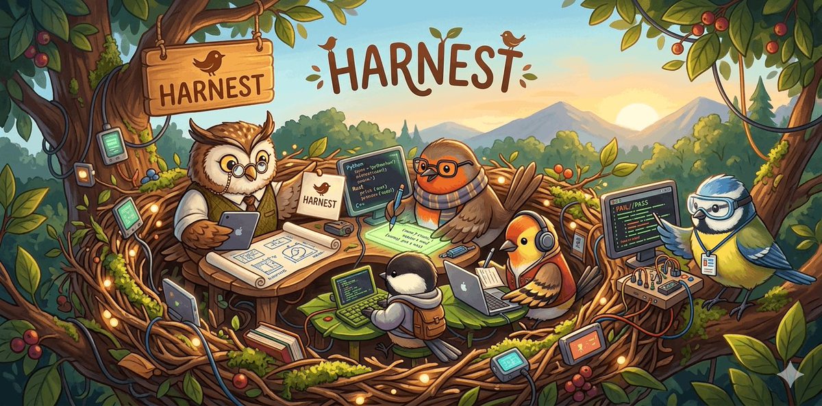 gioperalto's tweet photo. Introducing Harnest 🪹🐤

A nest of composable agent team configurations, known as chicks, designed for Claude Code. Hatch Harnest into any project to instantly enable structured, multi-agent development workflows right from your terminal.

🧵 1/5 https://t.co/kxFdJxLxbK