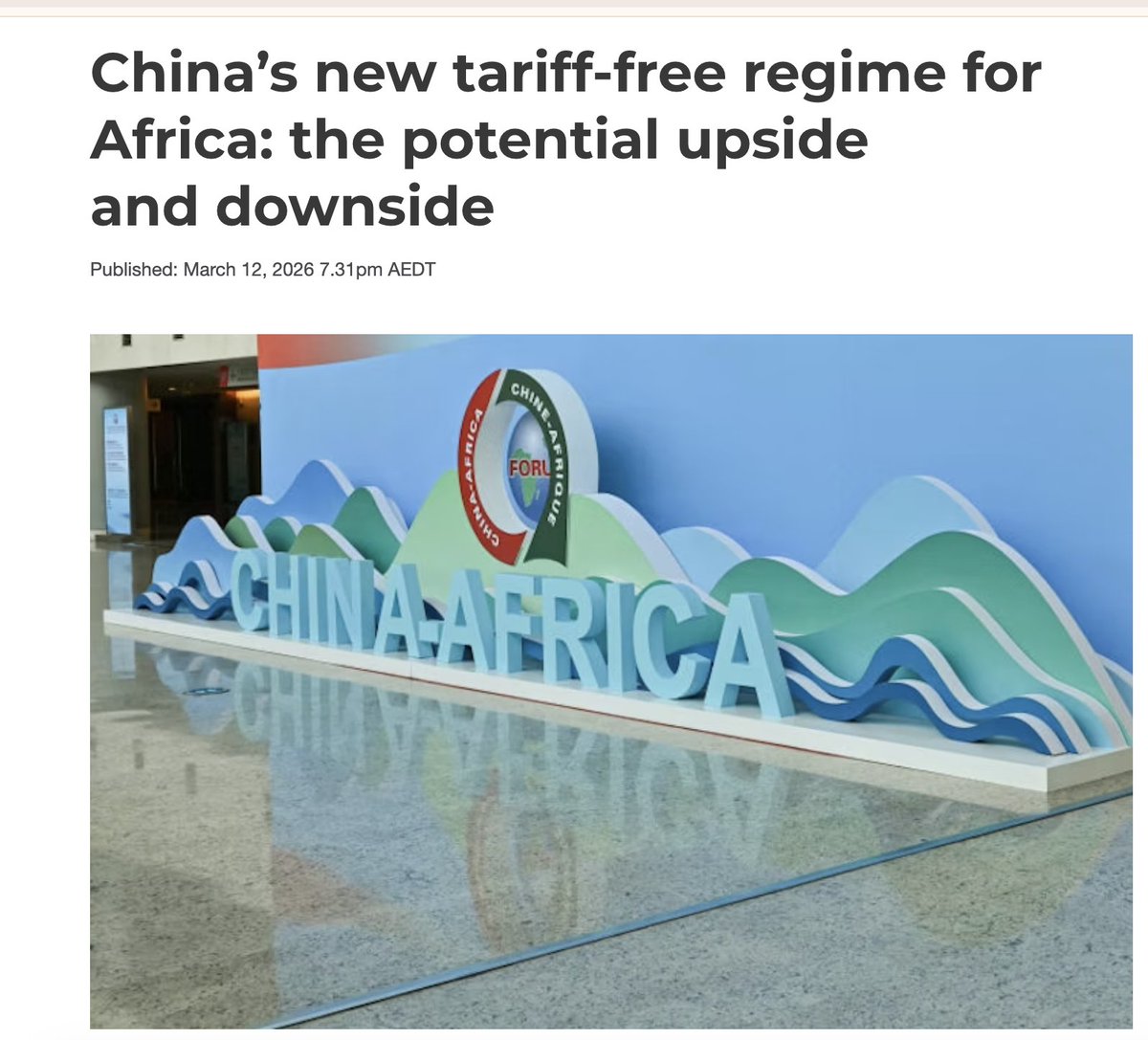 china_uganda's tweet photo. What a timeline and thought-provoking piece from #AssocProfLaurenJohnstone, which assesses the challenges and opportunities associated with China's new zero-tariff policy for 53 African countries!

You can access the complete article here 🔗https://t.co/gCA1Bvsiij
#Africa
#China https://t.co/WSZfaQx37b