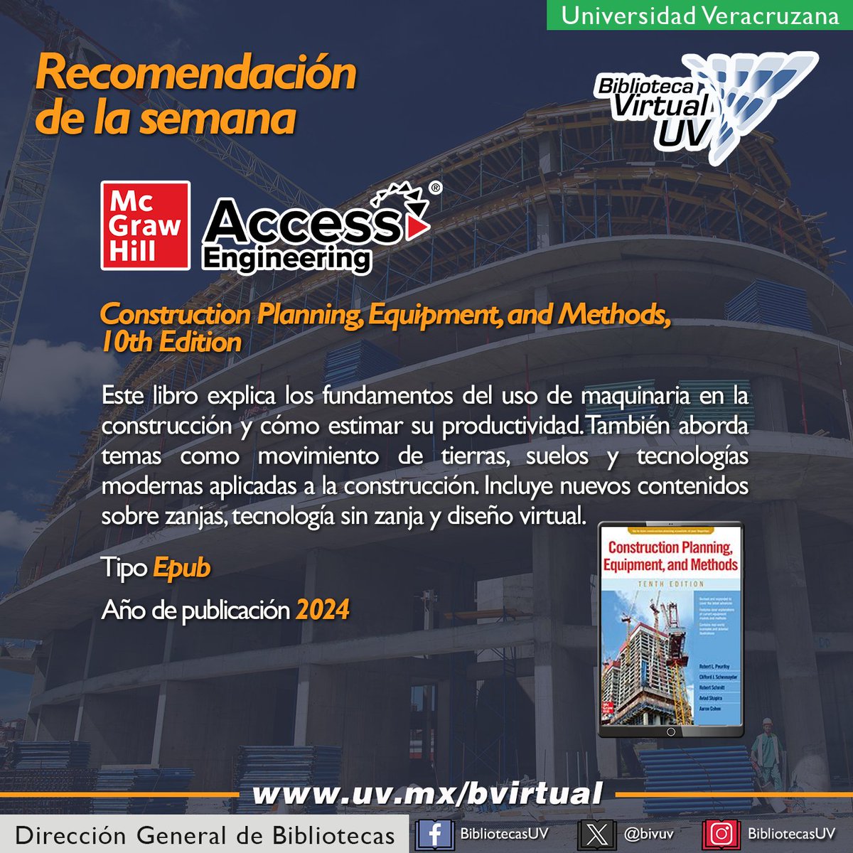 bivuv's tweet image. 🏗️ ¡Actualiza tus conocimientos en construcción! 👷‍♀️
Disponible la 10.ª ed. de "Construction Planning, Equipment, and Methods" (2024) en #AccessEngineering a través de la Biblioteca Virtual UV.
📍 Consulta aquí: uv.mx/bvirtual
#Ingeniería #UV #Construcción #UtilizaBiV