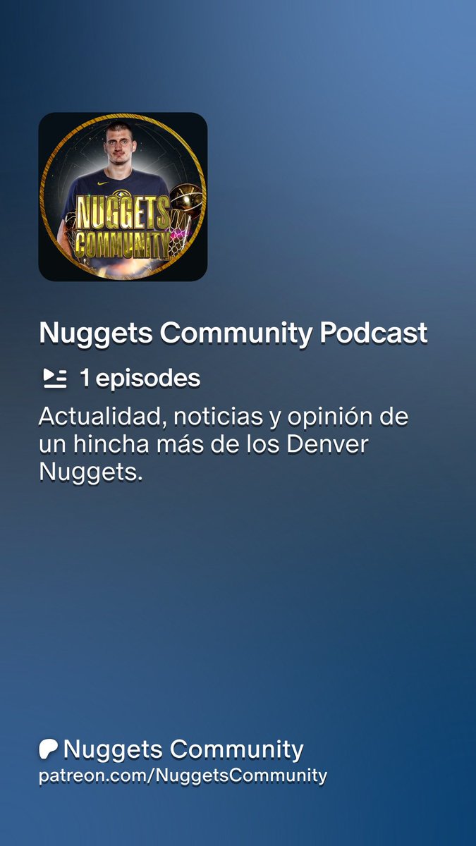 nuggetsfan_'s tweet photo. 🎙️ Señoras y señores, tenemos un nuevo proyecto. Bienvenidos a NUGGETS COMMUNITY PODCAST.

A través de Patreon estaré subiendo episodios (esperemos que con regularidad) sobre nuestros muchachos. El primero es un ensayo para lo que vendrá más adelante.

🔗 https://t.co/AIqnnYpvyr https://t.co/O0tYucEhZB