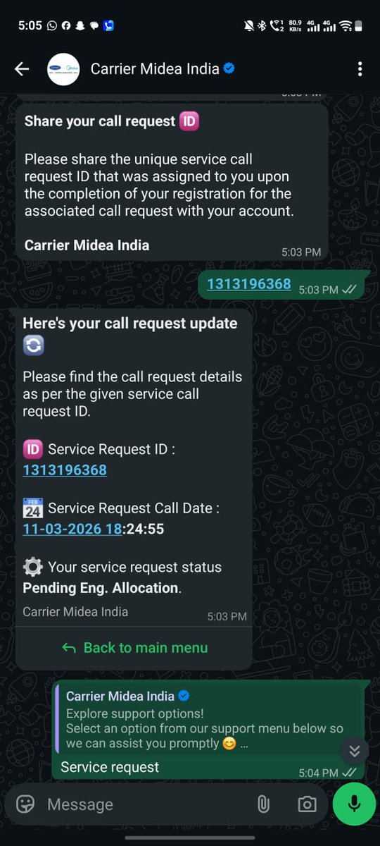 AnkitBhatn74273's tweet photo. Pathetic service and response from @CarrierIndia they do not respond to complaints and even calls to cc goes waste as the engineers dont respond to call complaints too. Even msgs to engineers go waste @HuaweiCarrier @CarrierIndia. Check the screenshots and complain no. #pathetic https://t.co/xzPQT7k9Vn