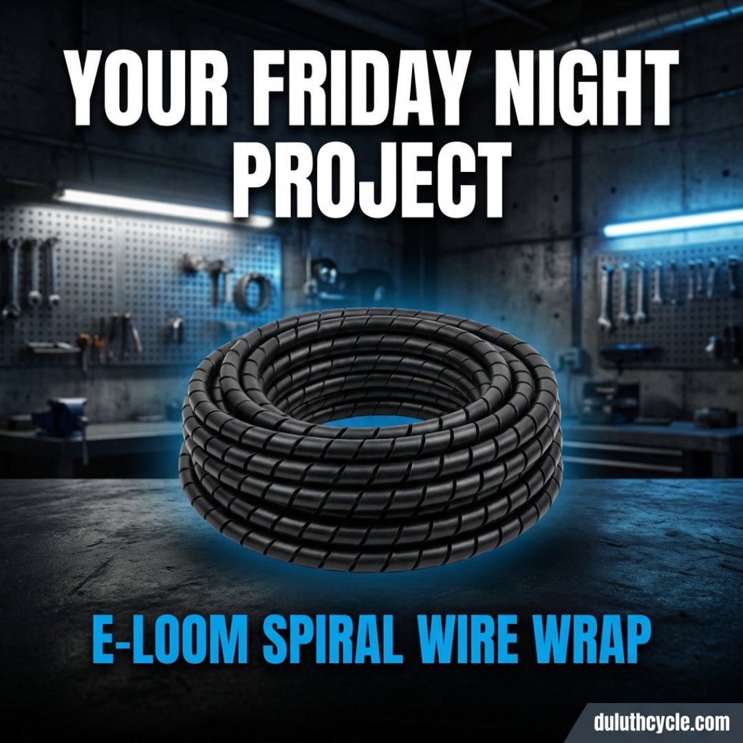 DuluthCycle's tweet image. Friday night project unlocked. 🔓🔌
Messy e-bike wiring ➡️ clean professional finish.
The E-Loom Spiral Wire Wrap makes it happen fast. ⚡
Shop 👉 duluthcycle.com #EBike #DuluthCycle #FridayProject