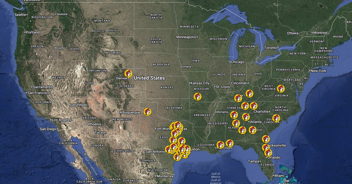 Map Showing All 54 Buc-ee’s Locations In The US

Full list of all of them: brilliantmaps.com/us-locations/b…