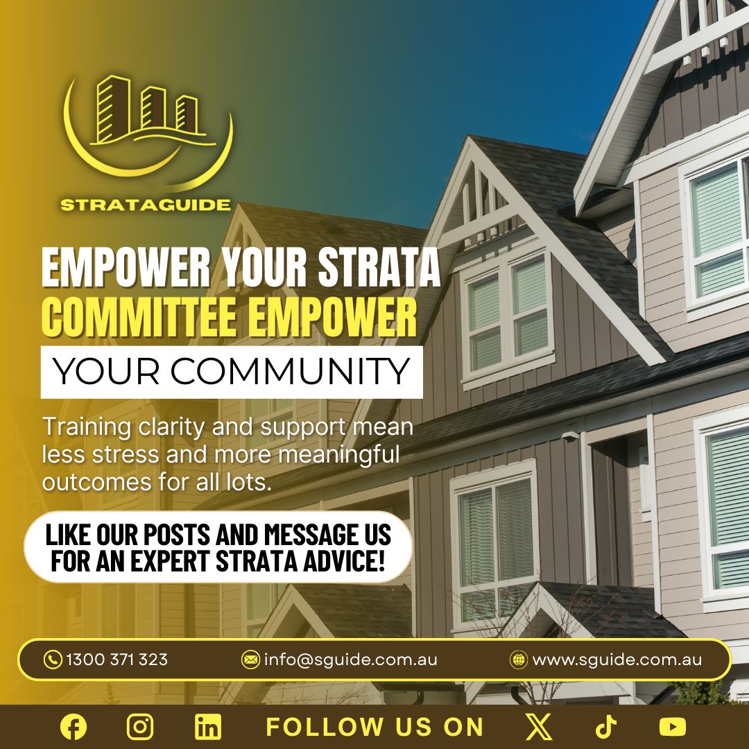 StrataGuide's tweet photo. Empower your strata committee, reduce stress, and achieve meaningful outcomes for all lots. Training &amp; support make the difference.

#StrataManagement #StrataSupport #LotOwners https://t.co/A2XYslb8gL