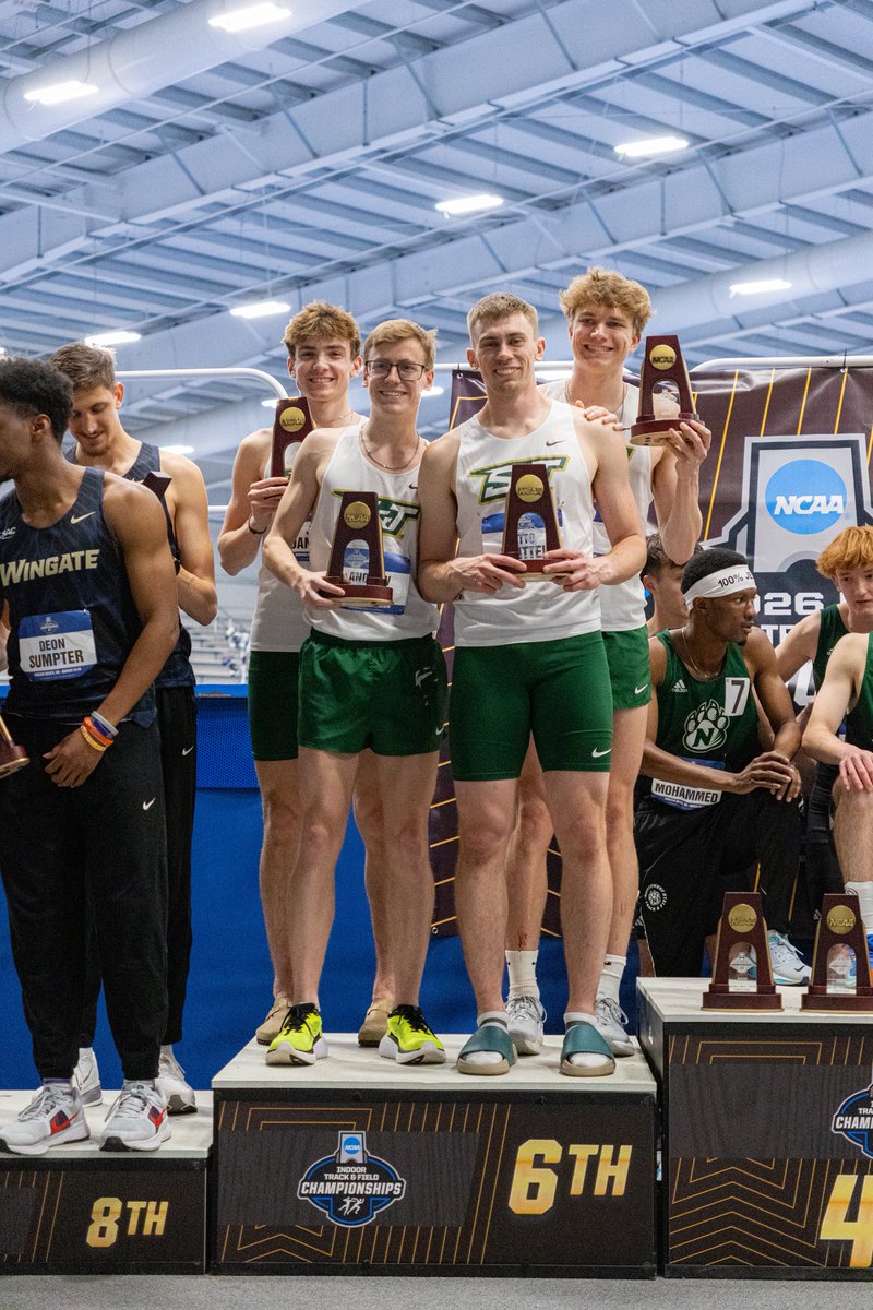 minersports's tweet photo. DISTANCE MEDLEY RELAY ON THE PODIUM 🔥😮‍💨

Huge congratulations to Andrew Bacon, Otto Knittel, Jack Janovick, and Henry Born for finishing 6️⃣th in the DMR at the @ncaadii Championships and breaking the school record running 9:42.16‼️

#MinerPride https://t.co/ZBgGmUF5Bi