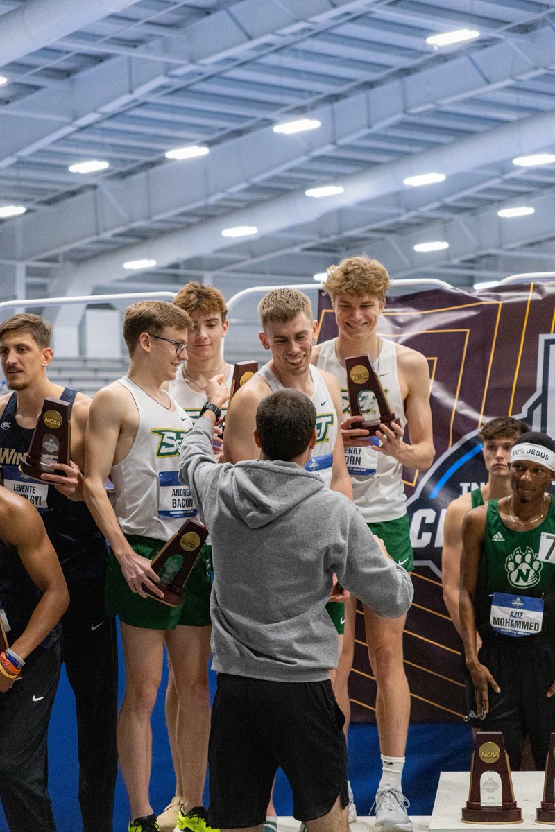 minersports's tweet photo. DISTANCE MEDLEY RELAY ON THE PODIUM 🔥😮‍💨

Huge congratulations to Andrew Bacon, Otto Knittel, Jack Janovick, and Henry Born for finishing 6️⃣th in the DMR at the @ncaadii Championships and breaking the school record running 9:42.16‼️

#MinerPride https://t.co/ZBgGmUF5Bi