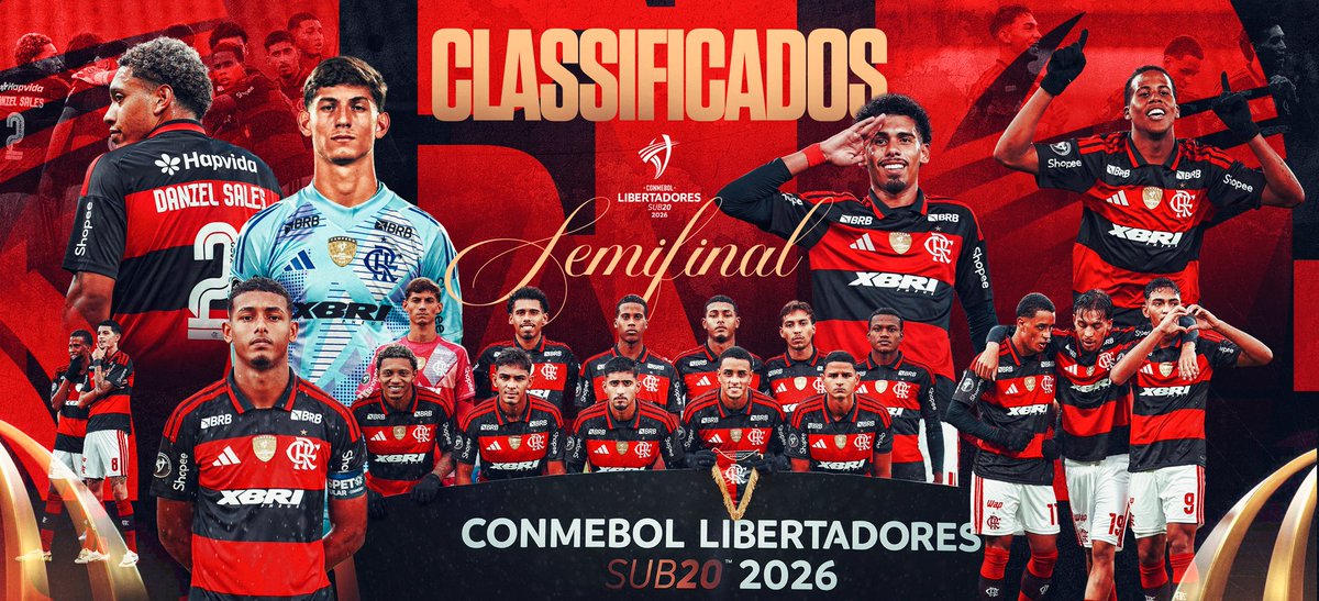 Flamengo's tweet photo. PRÓXIMA PARADA: SEMIFINAL!

Os #GarotosDoNinho estão CLASSIFICADOS para as semifinais da Libertadores Sub-20! O adversário do Mengão na próxima fase será o melhor segundo colocado entre os três grupos e ainda será definido.

VAMOS, GAROTOS DO NINHOOOOO!

#Classificados https://t.co/1JgTWHK3Qd