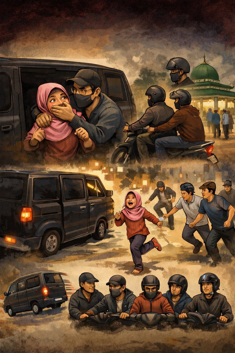 merapi_uncover's tweet photo. Waspada! Percobaan Penculikan Anak Terjadi di Lingkungan Masjid Nurul Fallah Maguwoharjo

SLEMAN – Masyarakat di wilayah Bedreg, Sembego, Maguwoharjo, Sleman dihebohkan dengan aksi percobaan penculikan anak yang terjadi di lingkungan Masjid Nurul Fallah pada Jumat malam (13/3/2026). Aksi tersebut diduga dilakukan oleh komplotan yang berjumlah lima orang.
Kronologi Kejadian
Peristiwa bermula sekitar pukul 18.20 WIB, sesaat setelah santri TPQ selesai melaksanakan salat Magrib dan berbuka puasa. Korban, seorang anak perempuan berinisial X (9), didekati oleh orang tidak dikenal yang mengajaknya mengobrol.
Menurut laporan dari Jagawarga setempat, korban sempat dibawa masuk ke dalam sebuah mobil minibus berwarna hitam. Beruntung, korban segera melakukan perlawanan.

"Korban berontak dan berteriak memanggil orang-orang yang sedang melintas di samping mobil tersebut. Karena situasi mulai menarik perhatian warga, pelaku akhirnya melepaskan korban dan langsung melarikan diri menggunakan mobil," tulis keterangan dalam laporan tersebut.

Pelaku Diduga Berjumlah Lima Orang
Berdasarkan keterangan dari pemuda-mudi masjid, pelaku diduga bukan orang baru di lingkungan tersebut. Mereka disinyalir sudah beberapa hari ikut berbuka puasa dan melaksanakan salat Magrib di Masjid Nurul Fallah untuk memantau situasi.
Komplotan ini diduga berbagi peran dengan pembagian sebagai berikut:
• 2 orang: Berada di dalam mobil minibus hitam (eksekutor).
• 2 orang: Berboncengan motor memantau parkiran sisi selatan.
• 1 orang: Menggunakan motor sendiri memantau situasi di sisi utara masjid.
Kondisi Korban
Meski mengalami trauma akibat kejadian tersebut, korban dilaporkan dalam kondisi selamat dan sehat. Saat ini, pihak warga melalui Jagawarga terus meningkatkan kewaspadaan guna mencegah kejadian serupa terulang kembali.
Masyarakat diimbau untuk lebih ketat mengawasi anak-anak, terutama di tempat umum dan saat jam ibadah, serta segera melaporkan jika melihat gerak-gerik orang asing yang mencurigakan di lingkungan sekitar.
