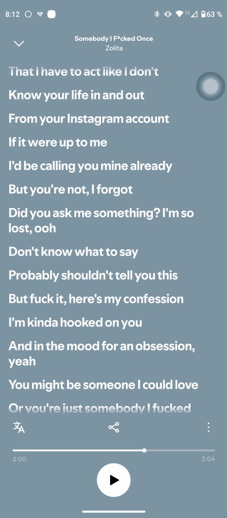 Hay letras que duelen toda la vida... Somebody I fuck once