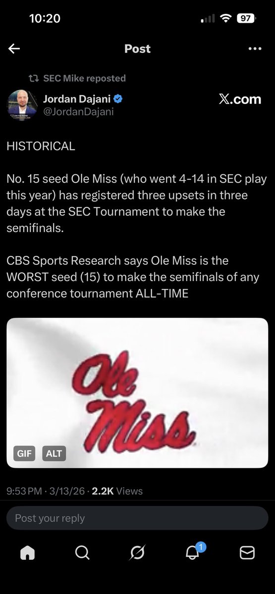 Rthpsn's tweet photo. @BryanPassink @AlabamaMBB also doesn’t have multiple Final Four appearances. 
Also just lost to the statically worst lowest seed to make a conference tournament semifinal. #FunFactFriday https://t.co/yu01k60gOY