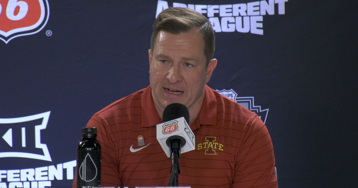 CycloneReport's tweet image. ***BASKETBALL*** FULL VIDEO: #IowaState head coach TJ Otzelberger was joined by Joshua Jefferson &amp;amp; Milan Momcilovic on the stage following an 82-80 loss to Arizona in the semifinal round of the Big 12 Tournament.

➡️on3.com/sites/cyclone-…

#Cyclones #CyclONEnation