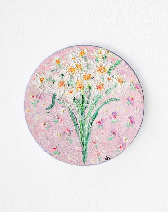 「Stand in Bloom -白水仙- 」(2026) φ20cm × 1.6cm