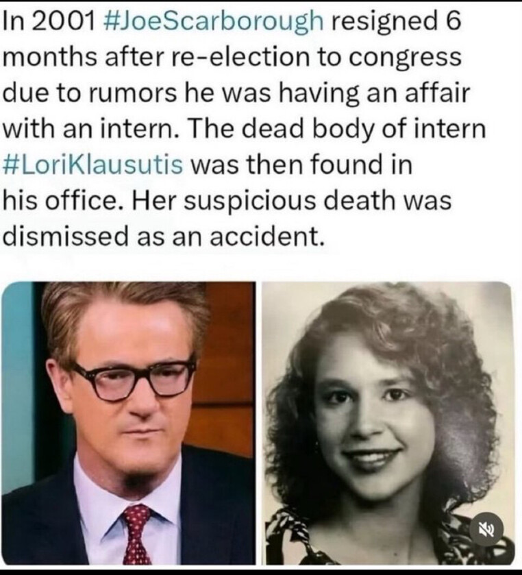 Pam Bondi let's reopen the case that knocked Joe Scarborough out of politics. #HIAw🇺🇸🇺🇸🇺🇸'