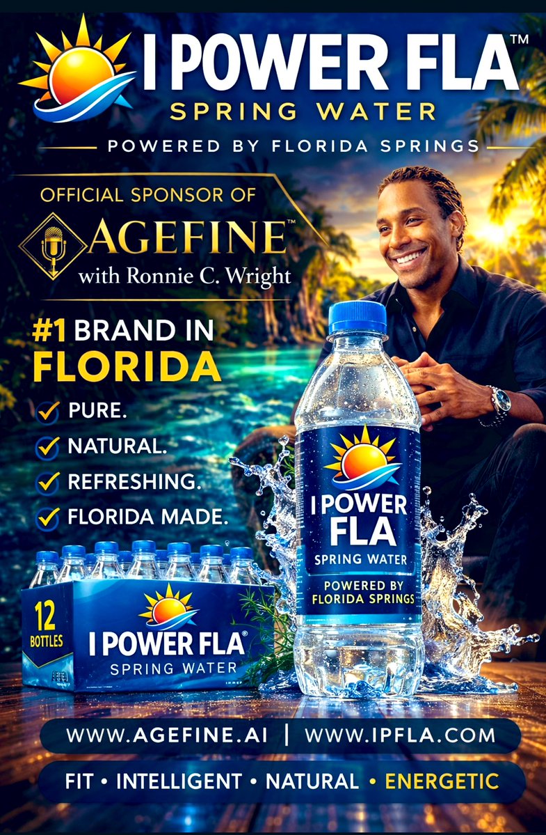ronniecwright's tweet image. 🌴 BREAKING BUSINESS 🌴

Ronnie C. Wright Launches 
“I POWER FLA™” — 
A Florida Spring Water and Lifestyle Brand Powered by the Energy of the ☀️Sunshine State

Built on the AGEFINE platform, the new venture positions Florida's natural springs, tourism, and innovation economy at