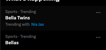 BellaArmy4L_'s tweet photo. Bella Twins and Bellas are trending #1 and #2 in Sports on X after the announcement of their WWE Tag Team Championship match 

@NikkiAndBrie #BrieMode #FearlessNikki #BellaArmy #SmackDown #FridayNightBella #WeRunIt #WeRuleIt https://t.co/WclRejL9IN