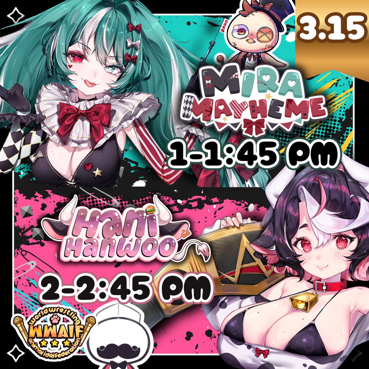 🍔✨A5HI5~! GAME ON EXPO IS TODAY!! ✨🍔
Catch the WWAIF at the wrestling ring with King Slayer Pro Wrestling all weekend with <a href="/mwochaaa/">mocha-tan 📦‼️ モカ</a> , <a href="/Toffee_VT/">Toffee 🐾🎋</a> , <a href="/MiraMayheme/">Mira Mayheme 🎪🔪🩵</a> , and I ! See you soon!

📅 March 13–15
❤️ FREE Meet &amp; Greets | March 14-15
🎁 Free limited-edition con merch!