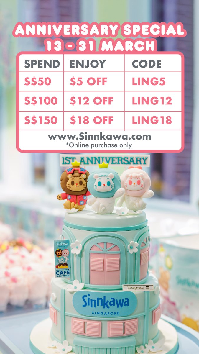Sinnkawa 1st Anniversary  ✨ 
Thank you to our goddess Kwong Lingling  for celebrating with us!!  
Anniversary Official Website Exclusive! 
Discount codes are limited～  
Shop now: sinnkawa.com