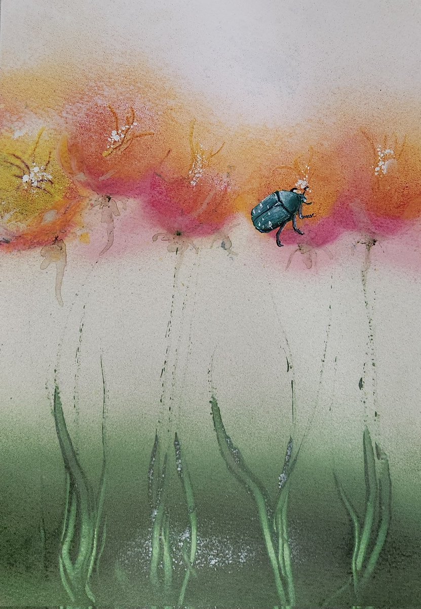 ｢ハナムグリの目覚め｣
A4画用紙
花と言えば
蝶々や蜂が定番ですが他にも受粉に一役かっている｢ハナムグリ｣を強調してみました
#イラスト #アート #芸術の輪 #X交流会会場 #拡散希望RP