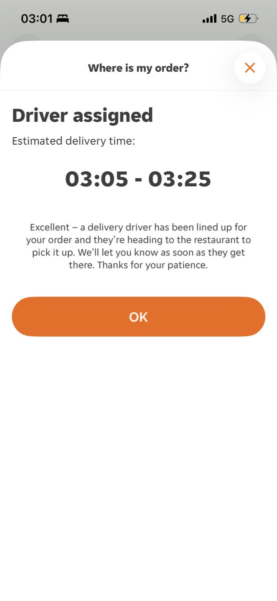 JackBerriman22's tweet photo. Been out on night out come home order and McDonald’s time changed about 4 times loosing hope now. Then half a hour ago said diver been assigned to it but not at the restaurant what the fuck. Is going off. Getting your app sorted @JustEatUK https://t.co/ZoGV0QBtMk