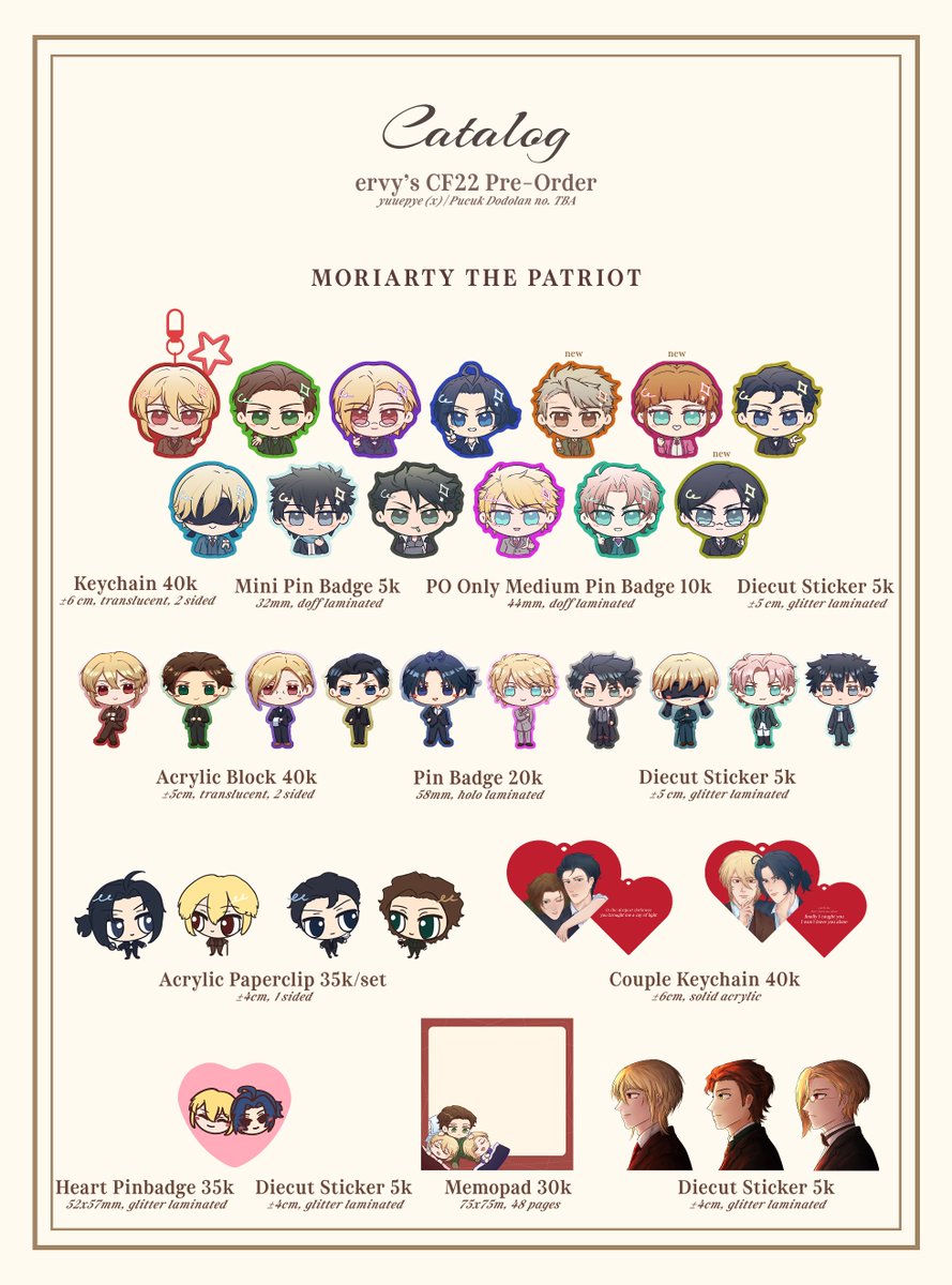 yuuepye's tweet photo. CF22 pre-order is now available from 14-22 March 2026!!✨

✧ Fandom: Moriarty The Patriot, ZZZ, Arashi, Etc.
✧ Form Link: https://t.co/eP8DbfhGuW
✧ Booth: Pucuk Dodolan (both days)

will also be closing my 🍊 store for now~
Retweets and shares are very much appreciated! https://t.co/AtvuQ3JMm0