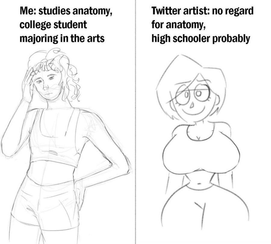 The_SleepyBee's tweet photo. every time i think of commenting on how someone draws i think of myself as this and get embarrassed https://t.co/f5fdYEiqSy